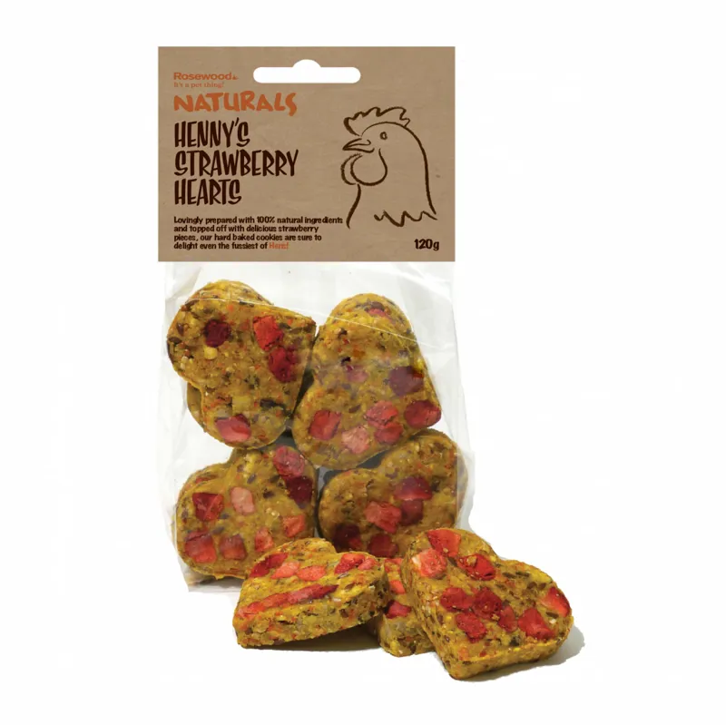 Rosewood Naturals Hennys Strawberry Hearts Hen Cookie Treats