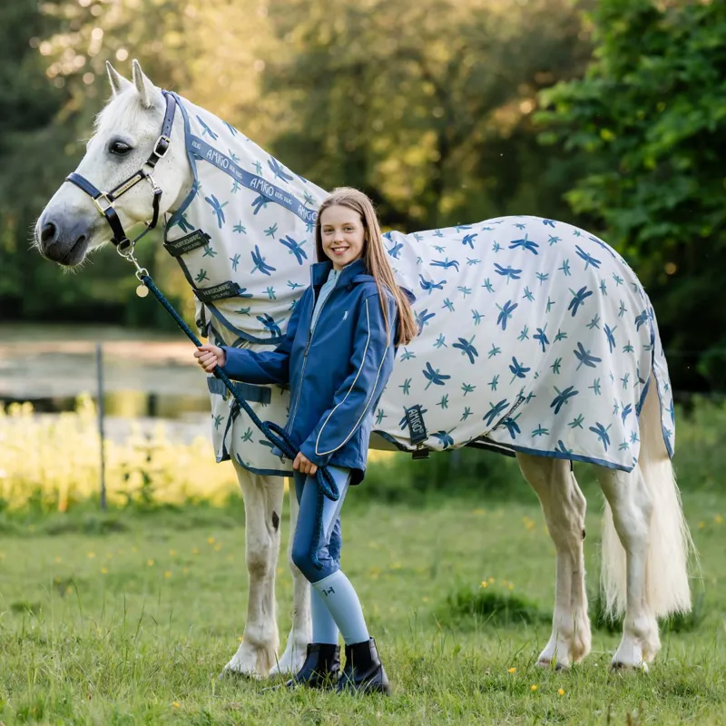 Amigo Pony Bug Rug Plus Fly Rug - Dragonfly/Silver Blue/Sage-2