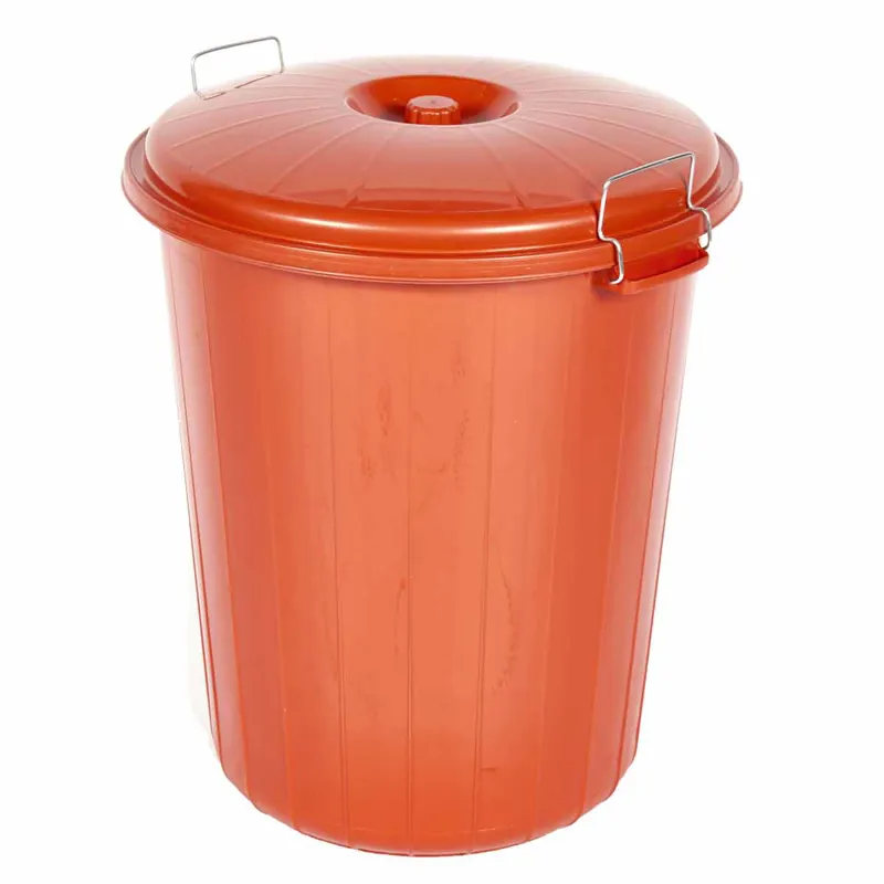 Saddlers 70lt Plastic Dustbin with Lid - Red