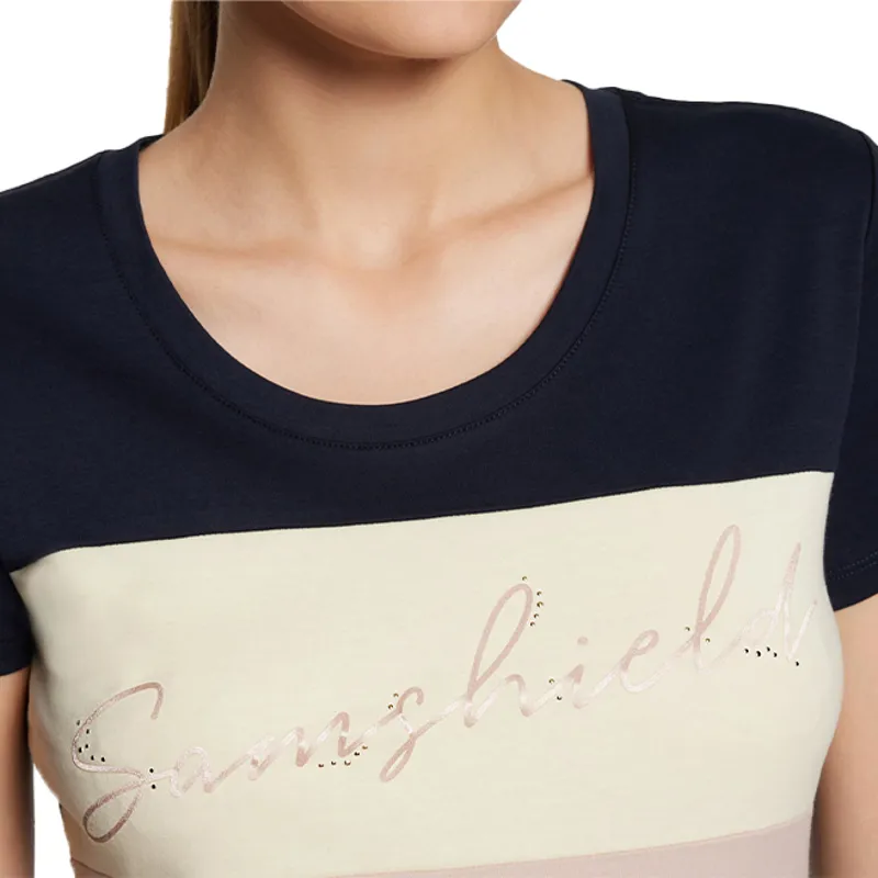 Samshield Alba Metal Dots Ladies T-Shirt - Navy/White/Powder Pink-2