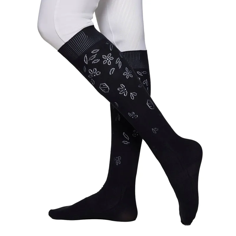 Samshield Balzane Flower Ladies Riding Socks - Navy/Cashmere Blue