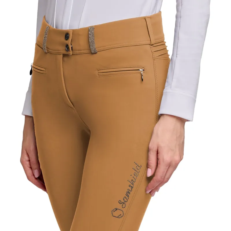 Samshield Clara Crystal Fabric Full Grip Womens Breeches - Toffee Drop-1