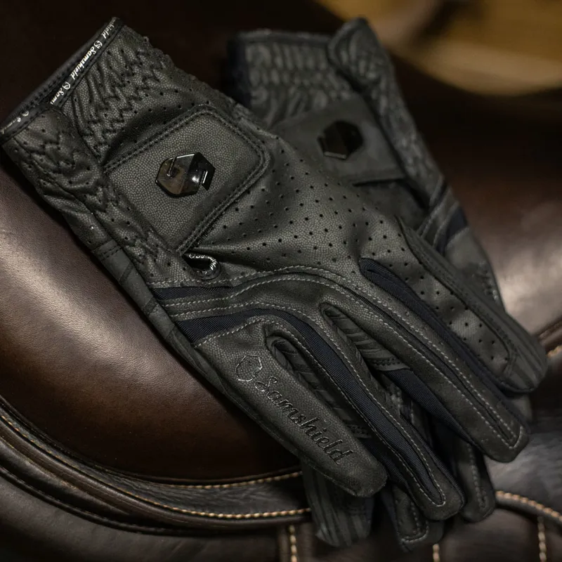Samshield V-Skin Blazon Riding Gloves - Black/Black Shiny-2