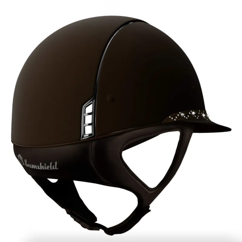 Samshield Miss Shield Shadowmatt Lozenge Band Riding Hat - Brown-1