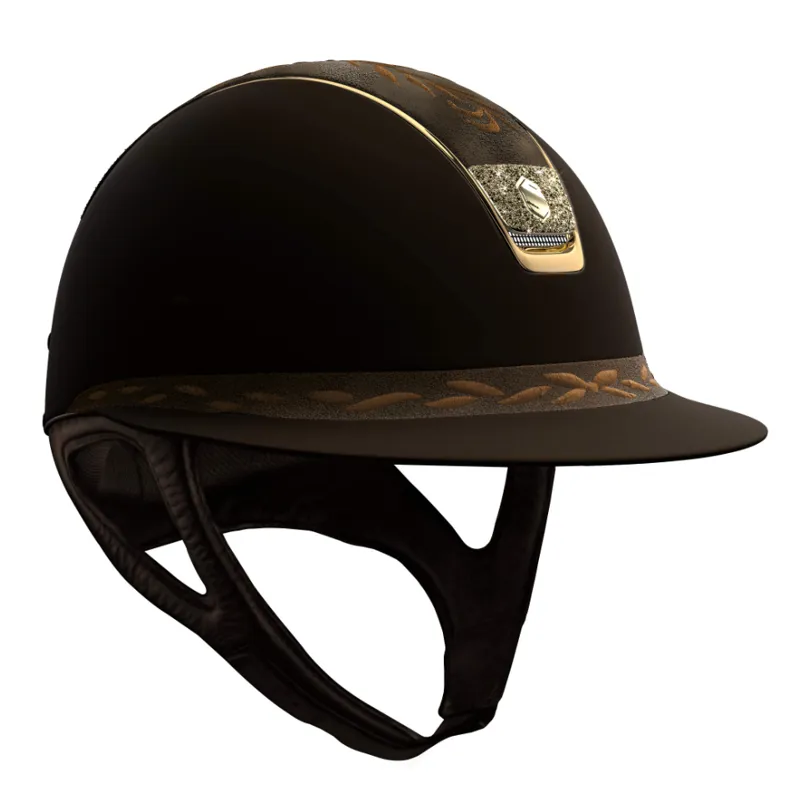 Samshield Miss Shield Shadowmatt Flower Embroidery Riding Hat - Brown