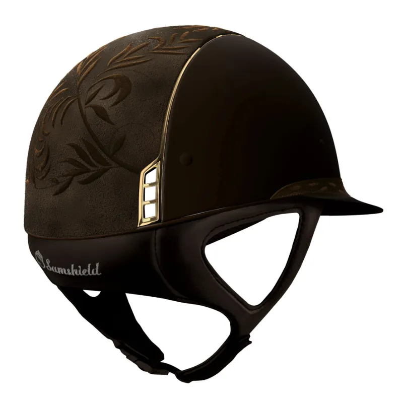 Samshield Miss Shield Shadowmatt Flower Embroidery Riding Hat - Brown-1