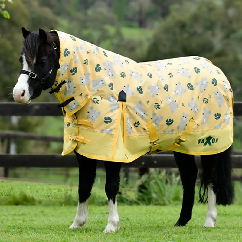 Saxon Pony 600D 180g Combo Neck Turnout Rug - Rhino Print