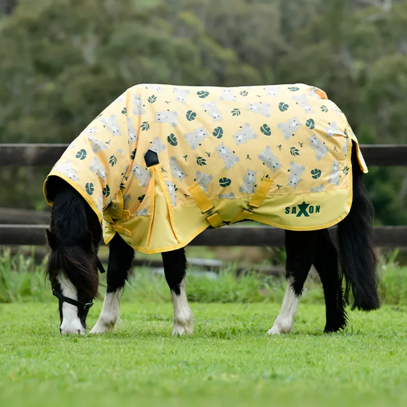 Saxon Pony 600D 180g Combo Neck Turnout Rug - Rhino Print-2