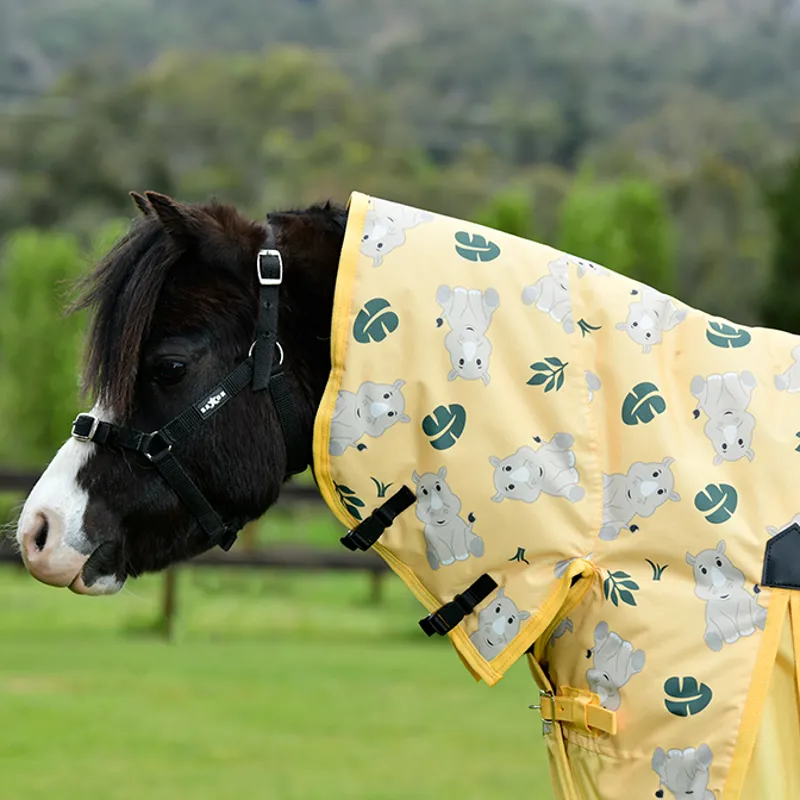 Saxon Pony 600D 180g Combo Neck Turnout Rug - Rhino Print-3