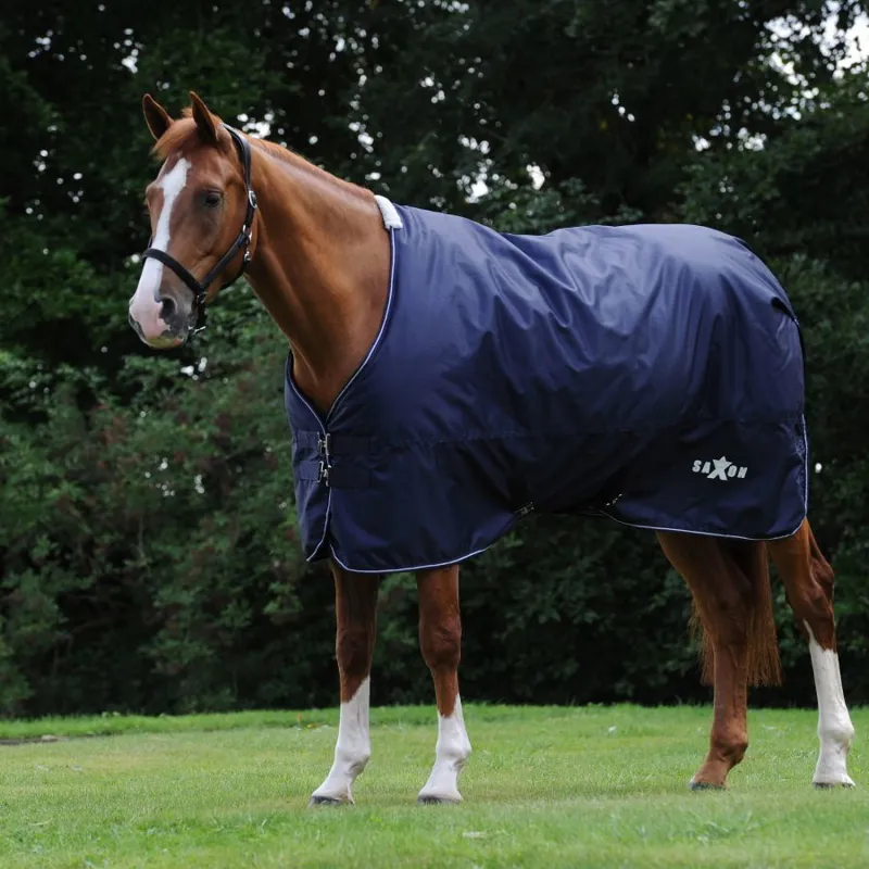 Saxon Defiant 600D Standard Neck 200g Turnout Rug - Navy and White