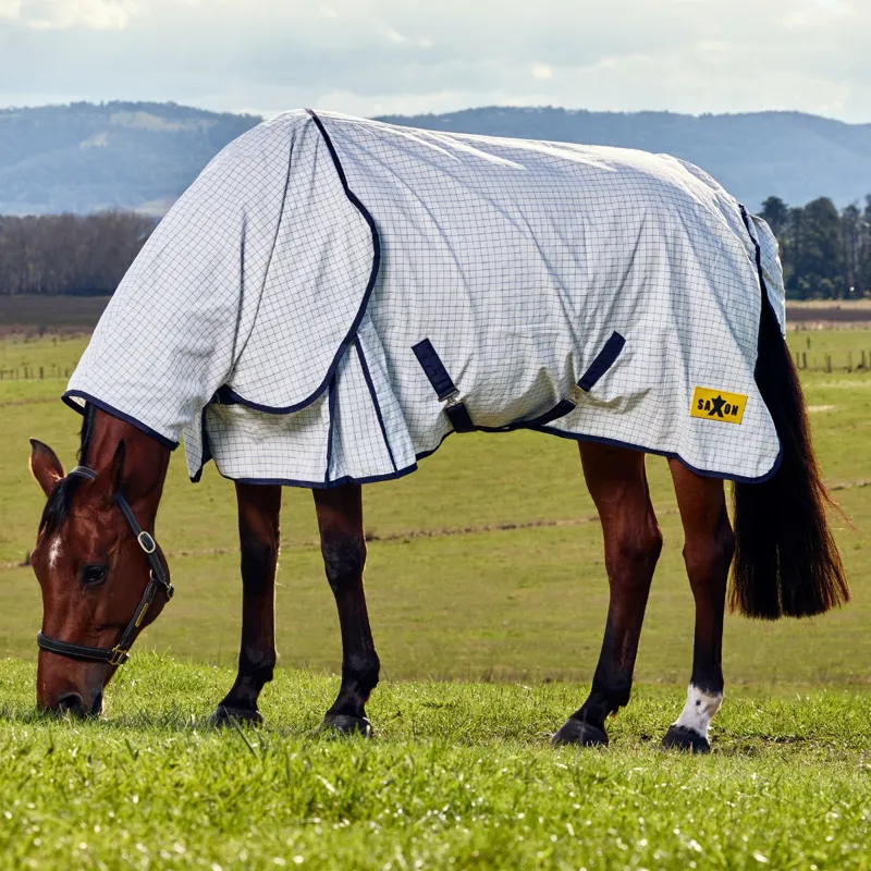 Saxon Kool Coat Classic Combo Neck Rug - White/Navy-1