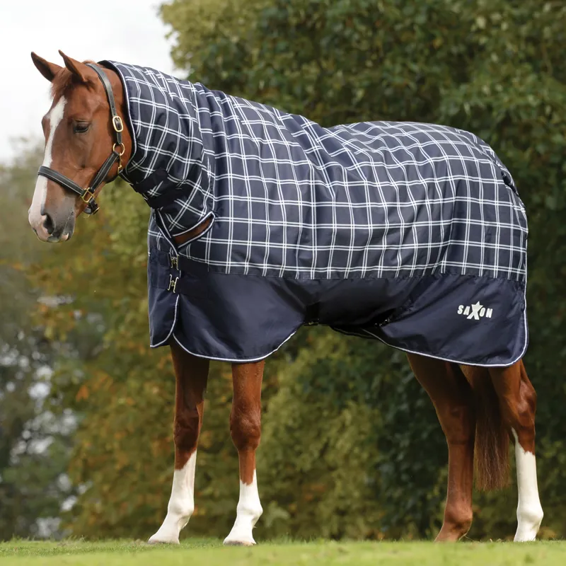 Saxon Defiant 600D Combo 300g Turnout Rug - Navy Plaid