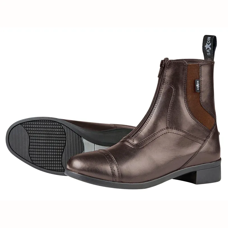 Saxon Syntovia Junior Zip Paddock Boots - Brown