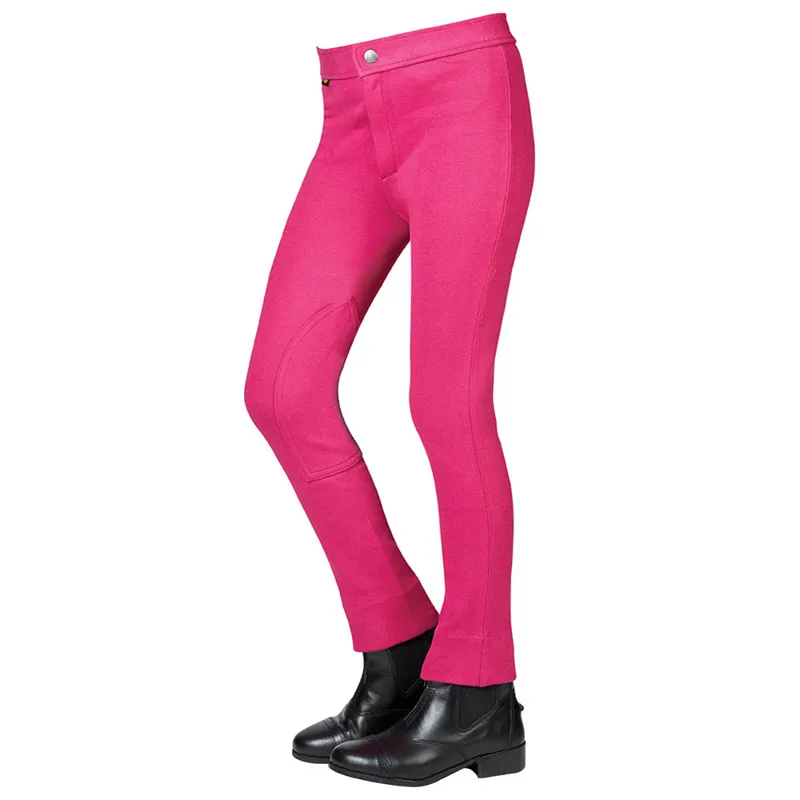 Saxon Warm Up Cotton Childrens Jodhpurs - Fuchsia