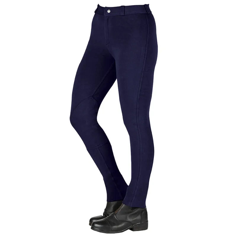 Saxon Warm Up Cotton Childrens Jodhpurs - Navy