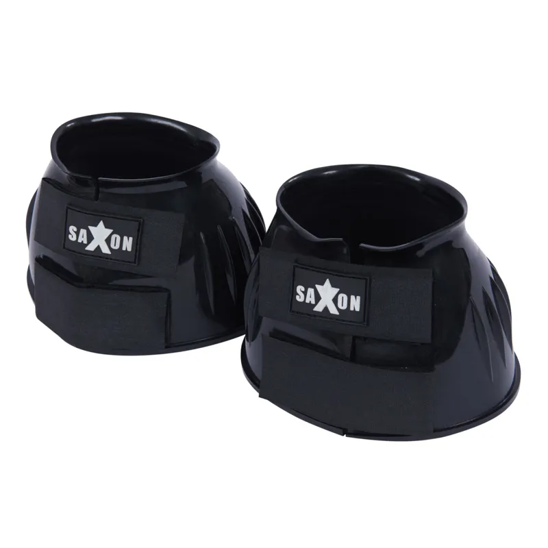 Saxon Double Tape PVC Ribbed Bell Overreach Boots - Black