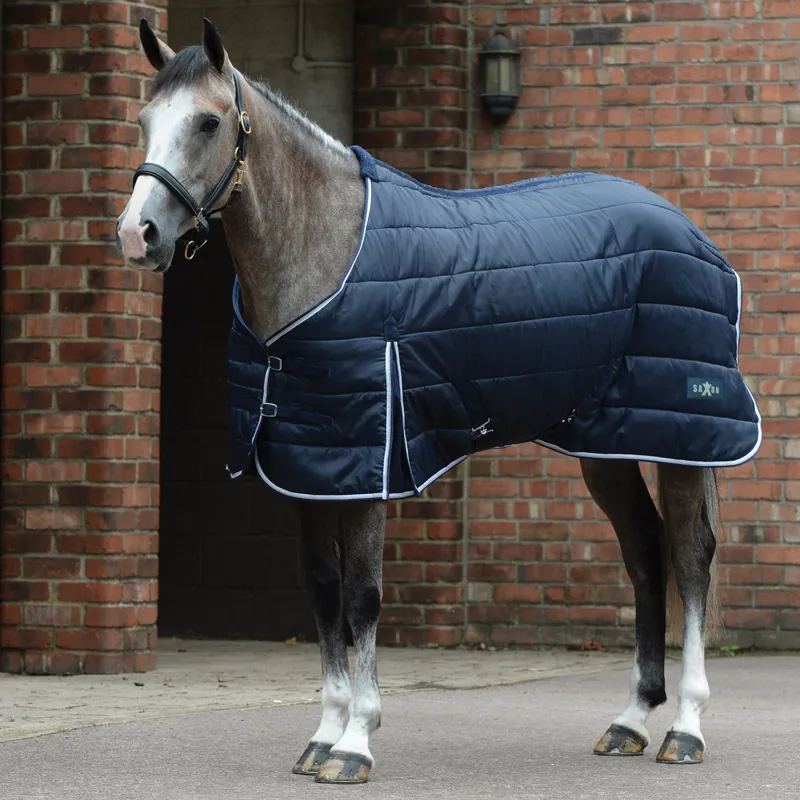 Saxon Channel Quilt 200g Stable Rug - Navy/White
