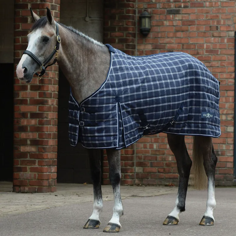 Saxon 1200D PP 200g Standard Neck Stable Rug - Navy Plaid