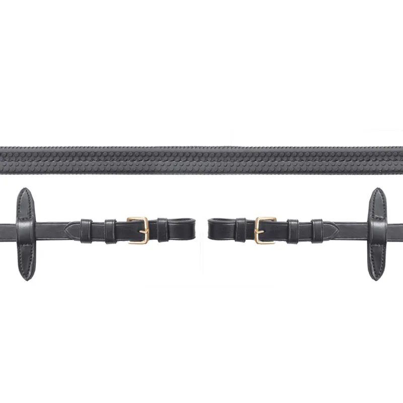 Schockemohle Rubber Grip Reins with Buckles - Black/Gold