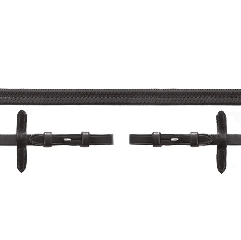 Schockemohle Rubber Grip Reins with Billets - Black/Silver