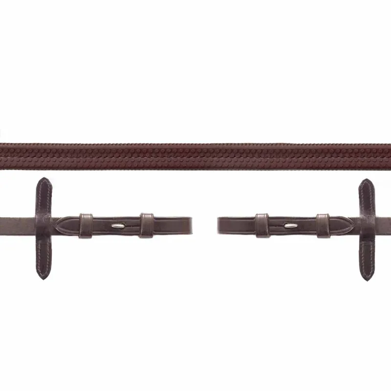Schockemohle Rubber Grip Reins with Billets - Dark Brown/Silver