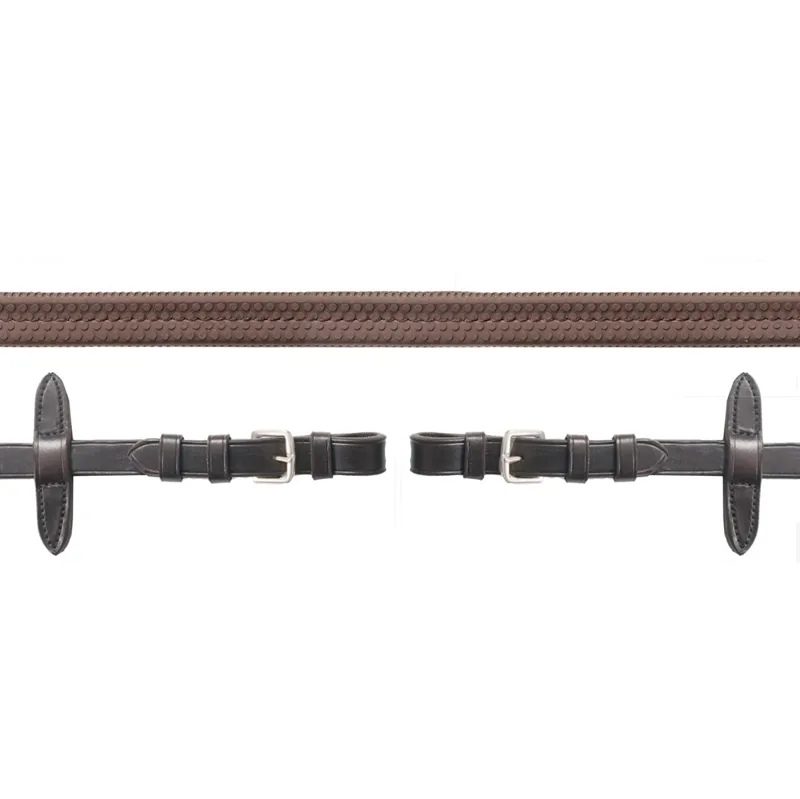 Schockemohle Neo Line Rubber Reins with Buckles - Brown/Silver