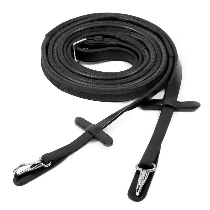 Schockemohle Rubber Reins with Clips - Black/Silver-1
