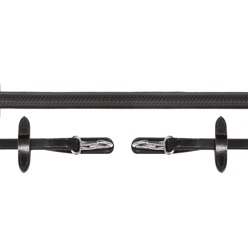 Schockemohle Rubber Reins with Clips - Black/Silver