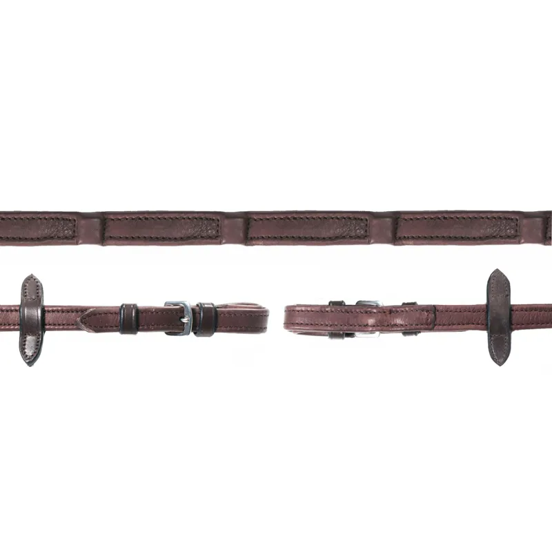 Schockemohle Dura Soft Continental Leather Reins - Brown/Silver