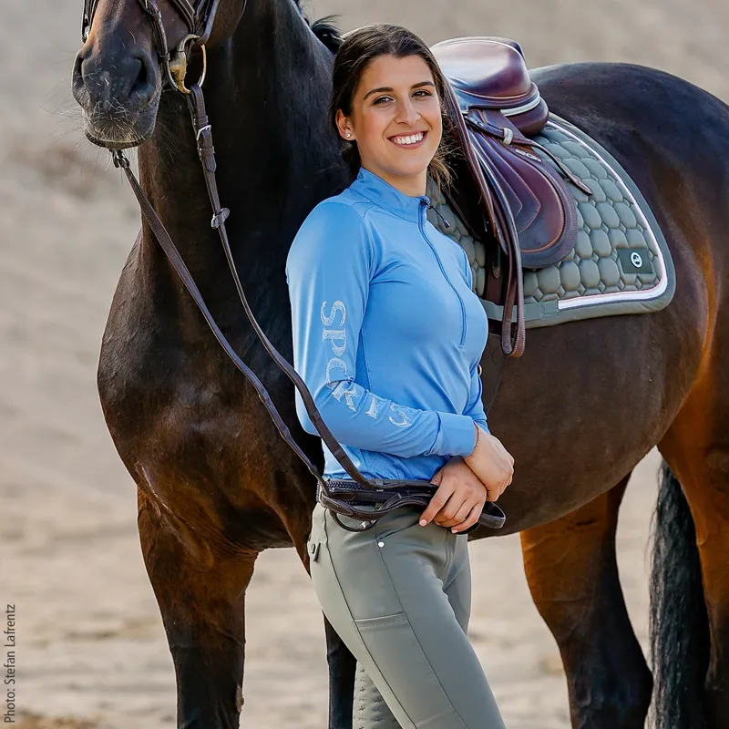 Schockemohle Page Style Ladies Functional Top - Cloud Blue-4