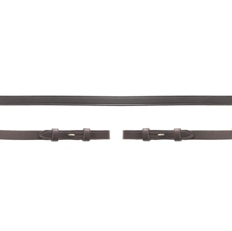 Schockemohle Plain Leather Slim Billet Reins - Dark Brown/Silver