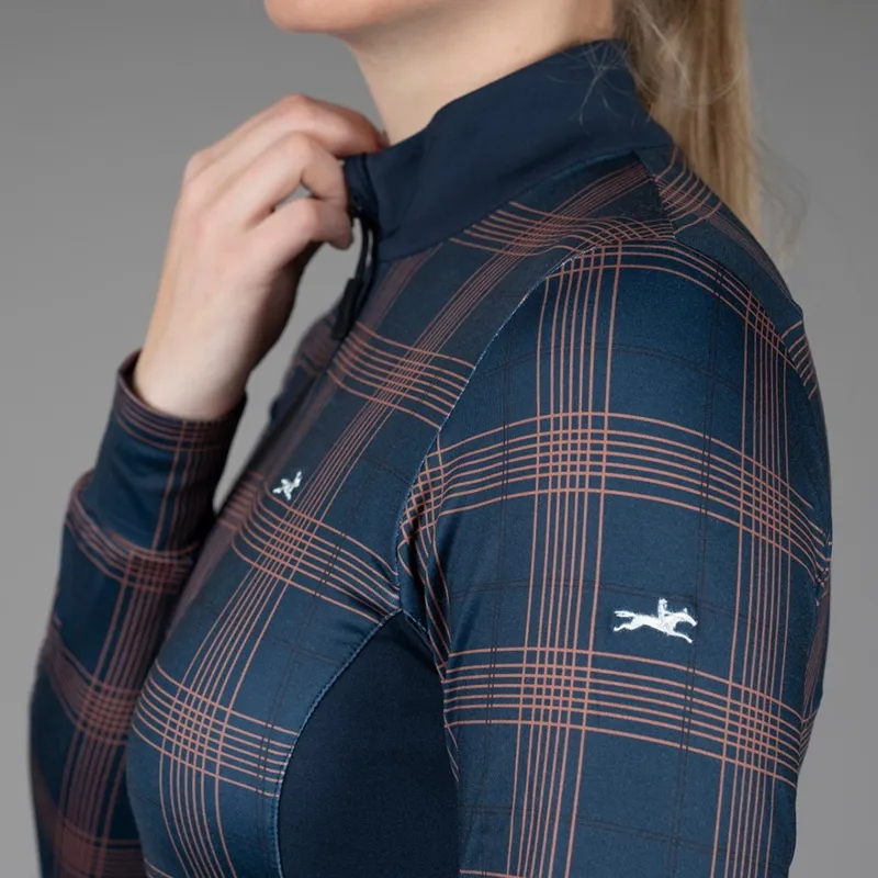 Schockemohle Xandra Womens Long Sleeve Training Shirt - Navy Check-7