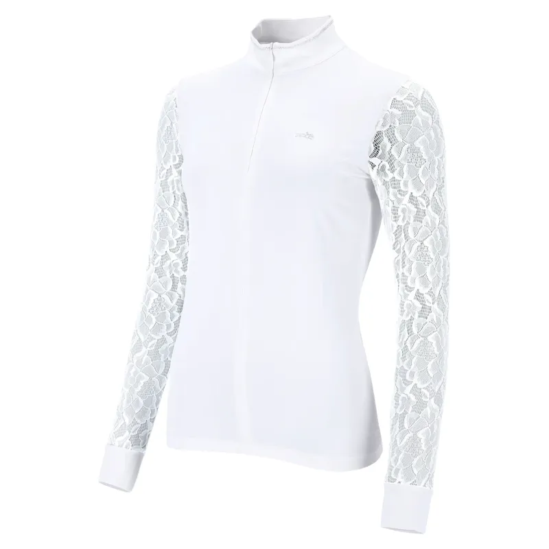 Schockemohle Alicia Womens Lace Sleeve Show Shirt - Optical White-2