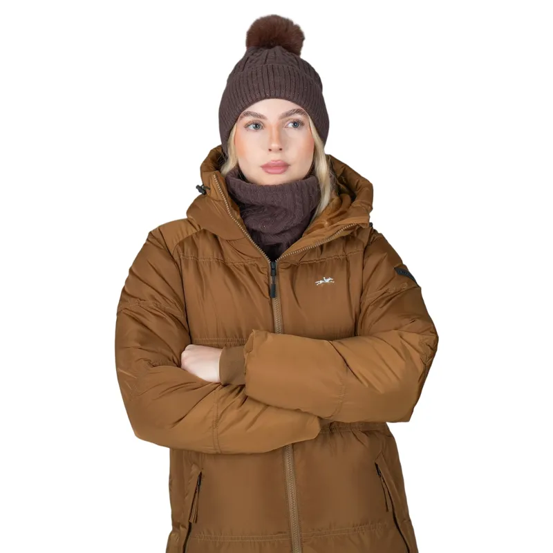 Schockemohle Kacy Womens Long Padded Coat - Nougat-3