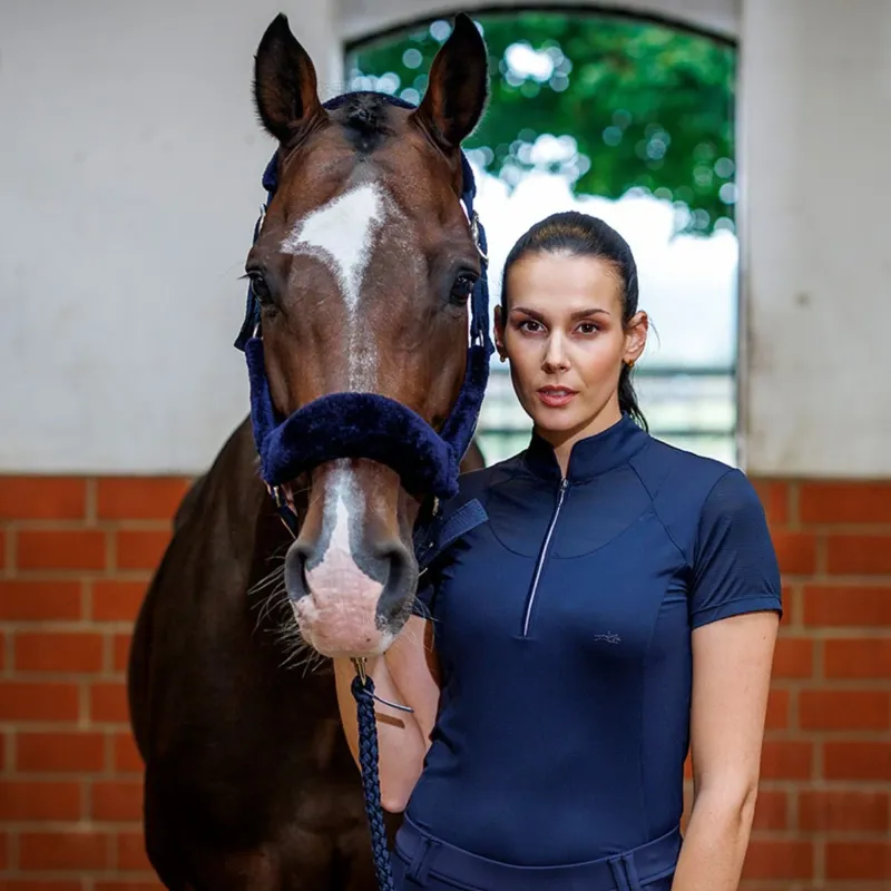 Schockemohle Summer Vibes Womens Short Sleeve Training Shirt - Dark Navy-1