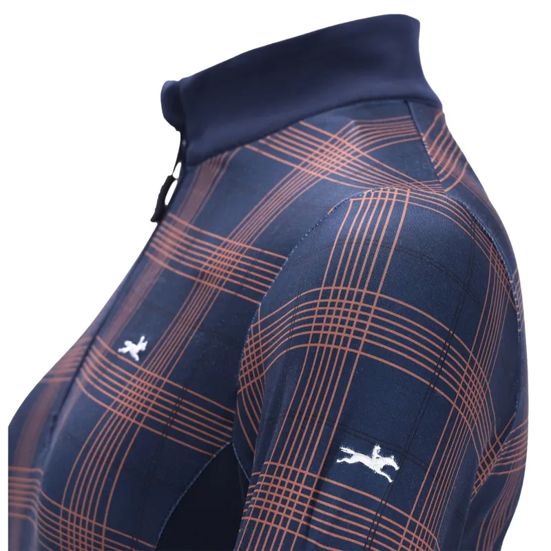Schockemohle Xandra Womens Long Sleeve Training Shirt - Navy Check-5