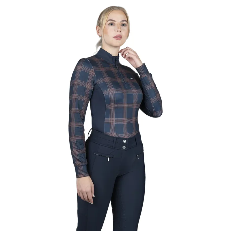 Schockemohle Xandra Womens Long Sleeve Training Shirt - Navy Check-2
