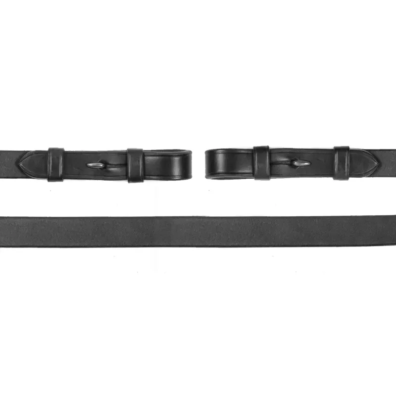 Schockemohle Plain Leather Billet Reins - Black/Silver