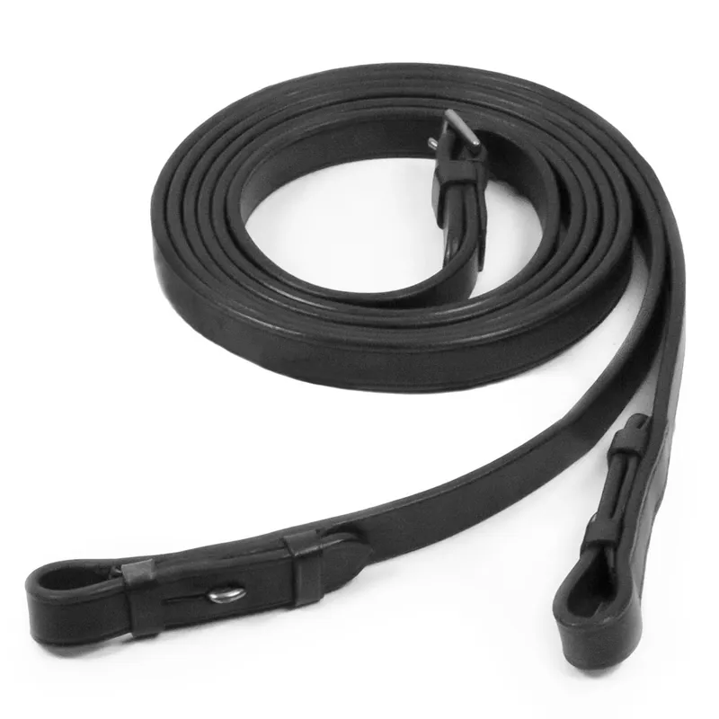 Schockemohle Plain Leather Billet Reins - Black/Silver-1