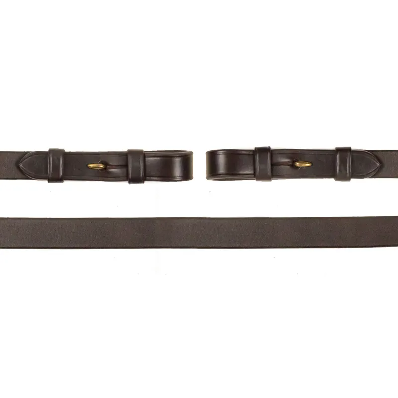 Schockemohle Plain Leather Billet Reins - Dark Brown/Gold