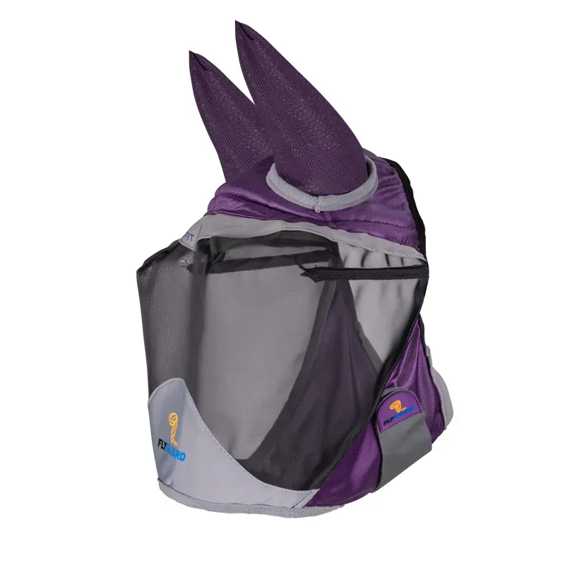 Shires FlyGuard Pro Deluxe Fly Mask With Ears - Purple-1