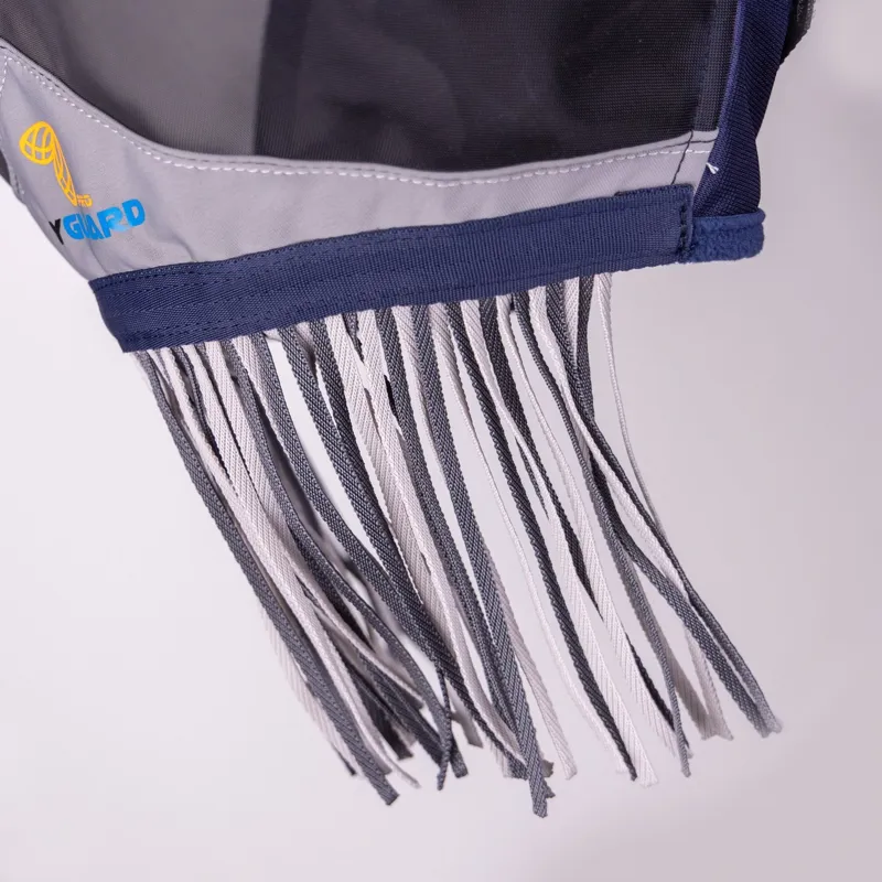 Shires FlyGuard Pro Fine Mesh Fly Mask with Ears and Fringe - Navy-5