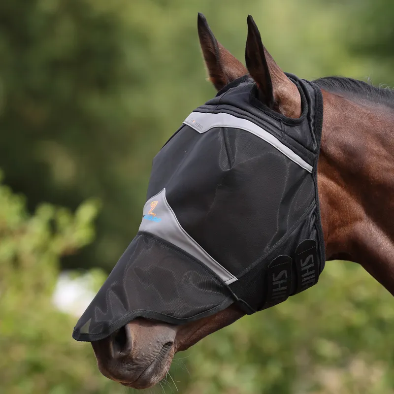 Shires FlyGuard Pro Fine Mesh Fly Mask with Nose - Jet
