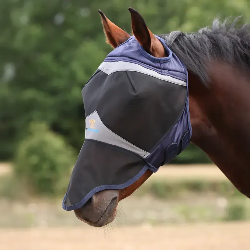 Shires FlyGuard Pro Fine Mesh Fly Mask with Nose - Navy