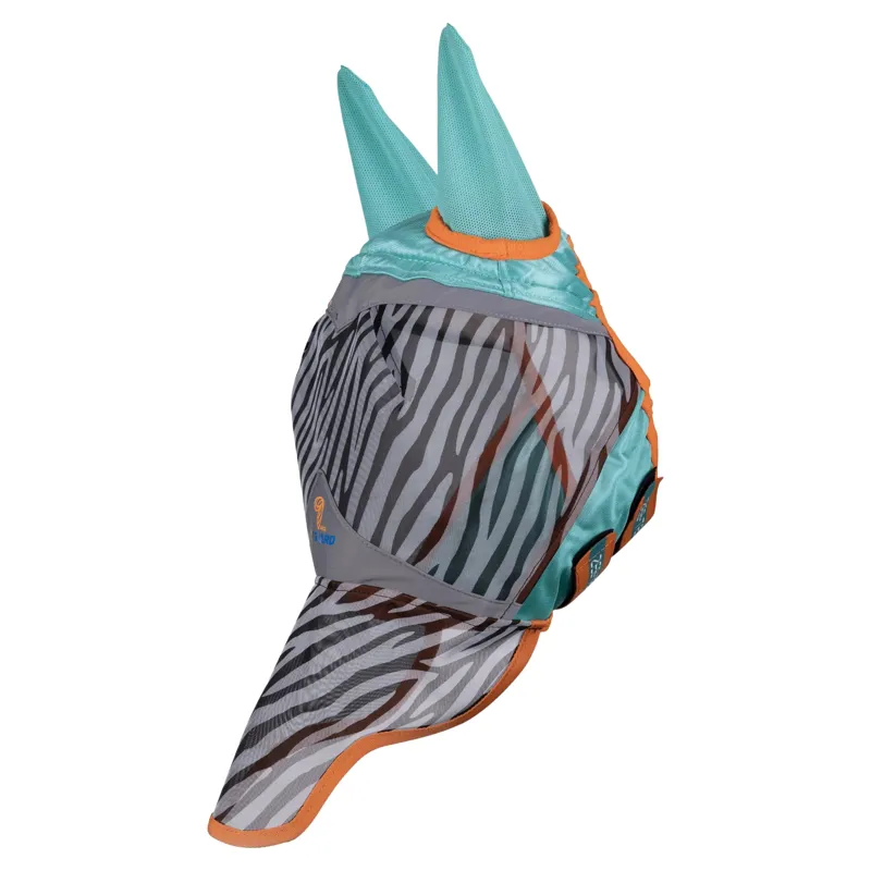 Shires FlyGuard Pro Zeb-Tek Fly Mask with Ears and Nose - Zebra-1