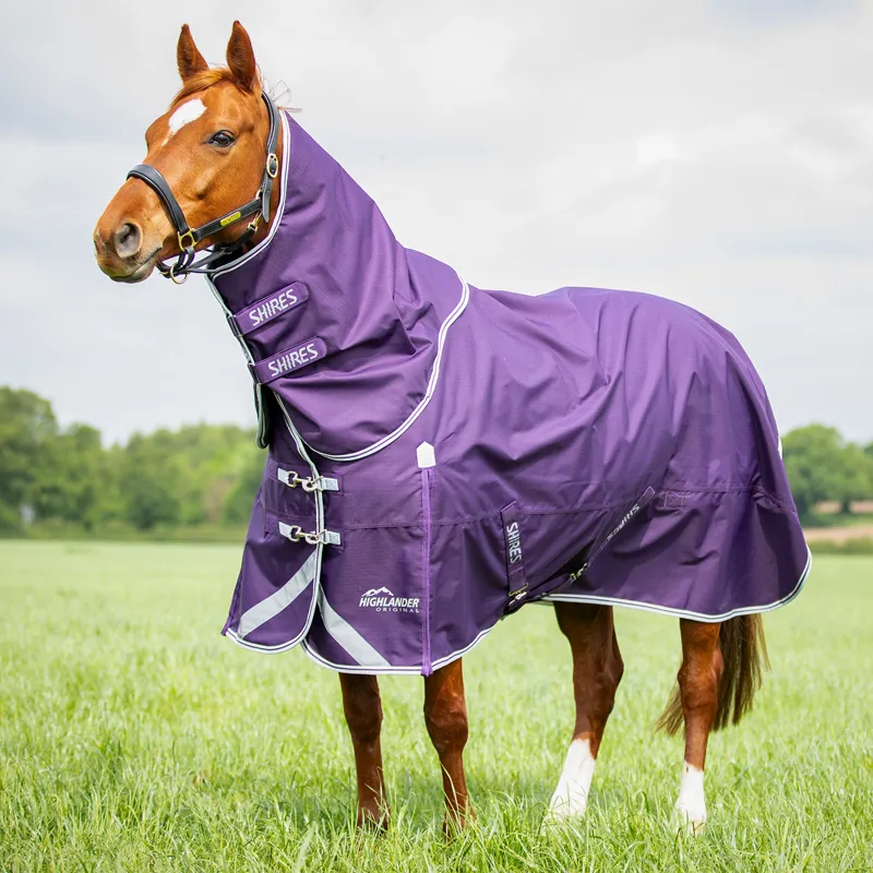 Shires Highlander Original 100g Detach-A-Neck Turnout Rug - Plum