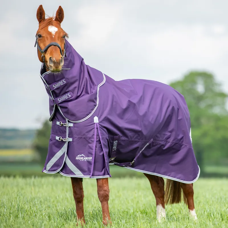 Shires Highlander Original 100g Detach-A-Neck Turnout Rug - Plum-5
