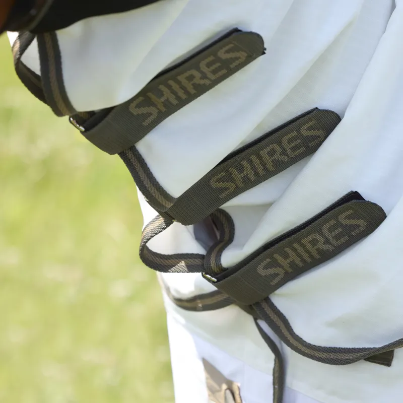 Shires Highlander Plus Sun Shade Combo Neck Fly Rug - White-4