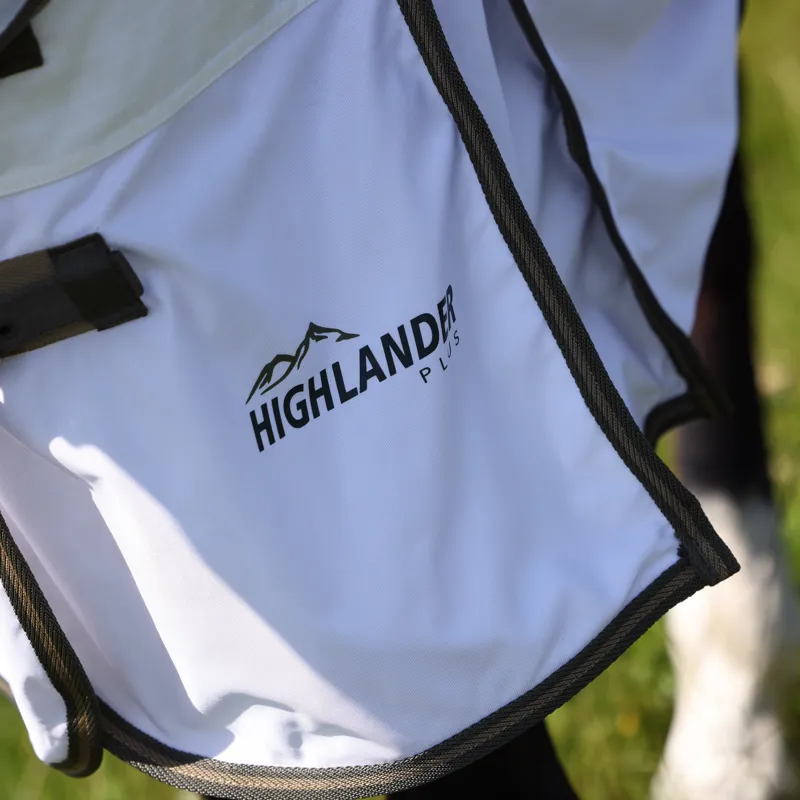 Shires Highlander Plus Sun Shade Combo Neck Fly Rug - White-5
