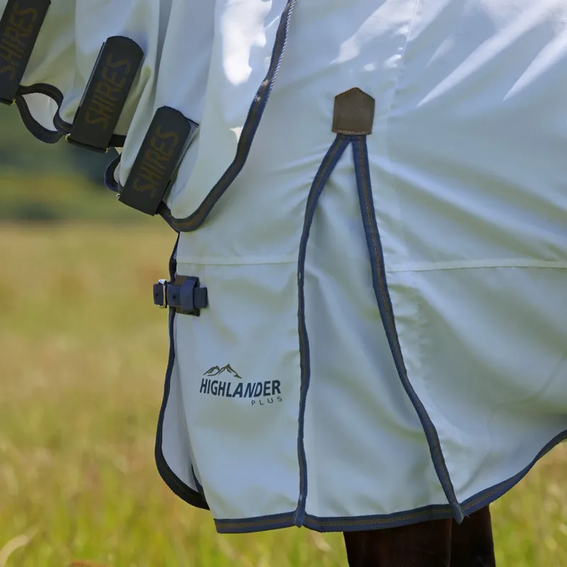 Shires Highlander Plus Sweet-Itch Combo Fly Rug - White and Air Force Blue-4